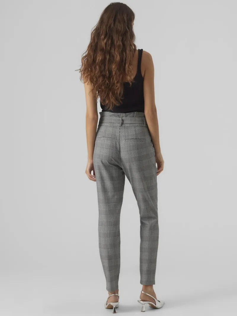 Vero Moda Hosen*VMEVA HR LOOSE PAPERBAG CHECK P GA NOOS grey