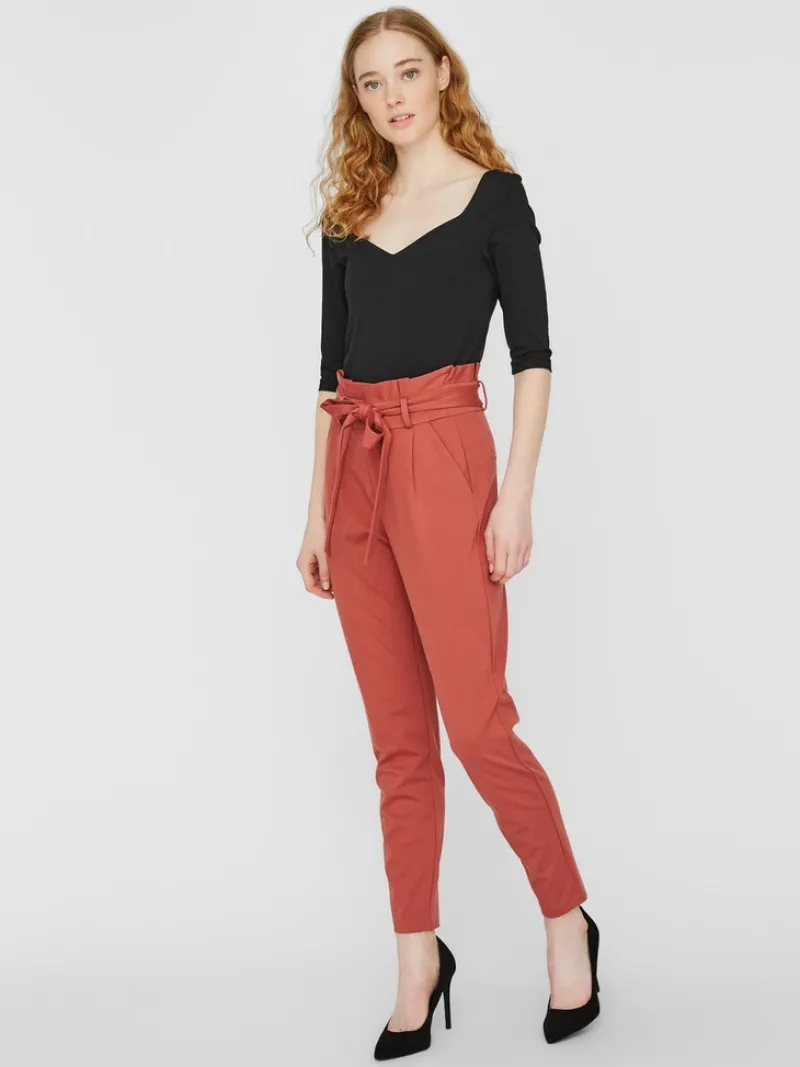 Vero Moda Hosen*VMEVA HR LOOSE PAPERBAG PANT GA COLOR marsala