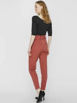 Vero Moda Hosen*VMEVA HR LOOSE PAPERBAG PANT GA COLOR marsala
