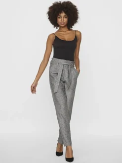 Vero Moda Hosen*VMEVA HR LOOSE PAPERBAG SP PANT NOOS Medium Grey Melange