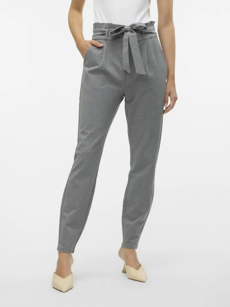 Vero Moda Hosen*VMEVA HW LOOSE PAPERBAG PANT NOOS Medium Grey Melange