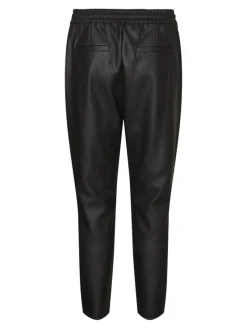 Vero Moda Hosen*VMEVA MW LOOSE STRING COATED PANT NOOS Black