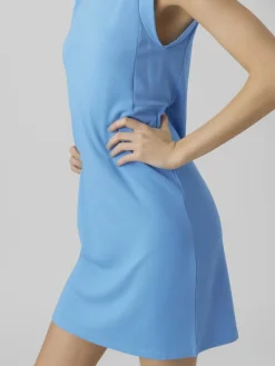 Vero Moda Kleider*VMEVERLY SL O-NECK SHORT DRESS VMA Azure Blue