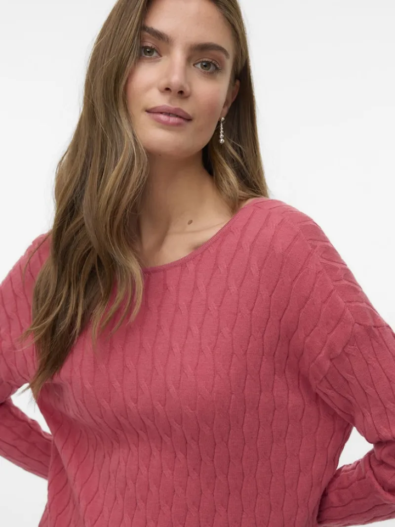 Vero Moda Pullover & Sweatshirts*VMFANTASTIC LS V-BACK CABLE PULLOVER holly berry