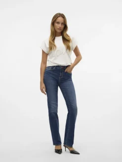 Vero Moda Jeans*VMFLASH MR STRAIGHT JEANS LI3300 GA NOOS Dark Blue Denim