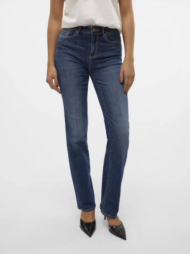 Vero Moda Jeans*VMFLASH MR STRAIGHT JEANS LI3300 GA NOOS Dark Blue Denim