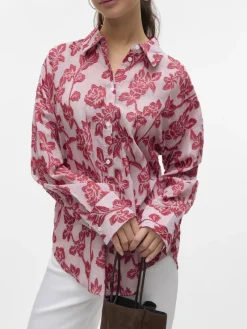 Vero Moda Blusen*VMFRANKIE LS SHIRT WVN karanda red