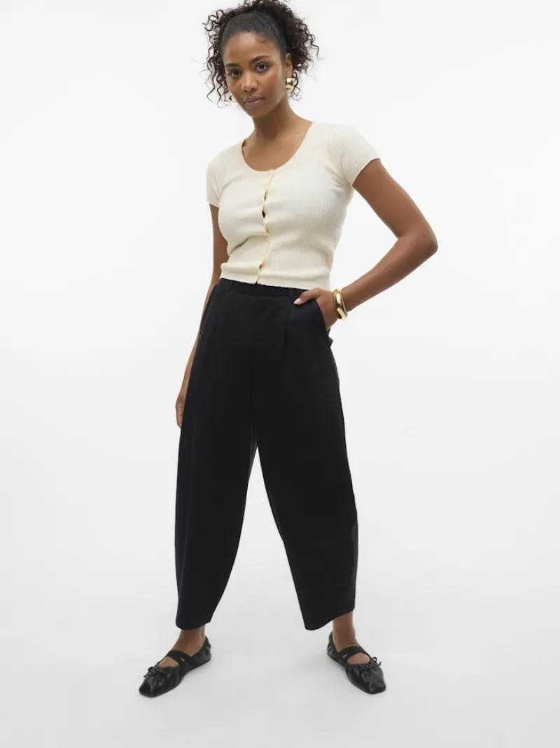 Vero Moda Hosen*VMFRO HW BARREL PANT JRS GA Black