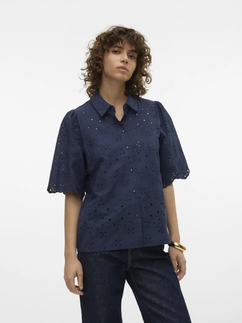 Vero Moda Blusen*VMHAY 2/4 EMB SHIRT WVN SPE Navy Blazer