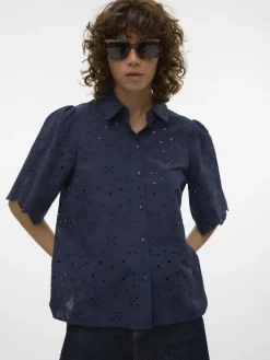 Vero Moda Blusen*VMHAY 2/4 EMB SHIRT WVN SPE Navy Blazer