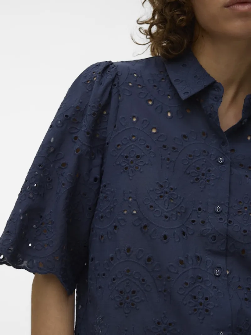 Vero Moda Blusen*VMHAY 2/4 EMB SHIRT WVN SPE Navy Blazer