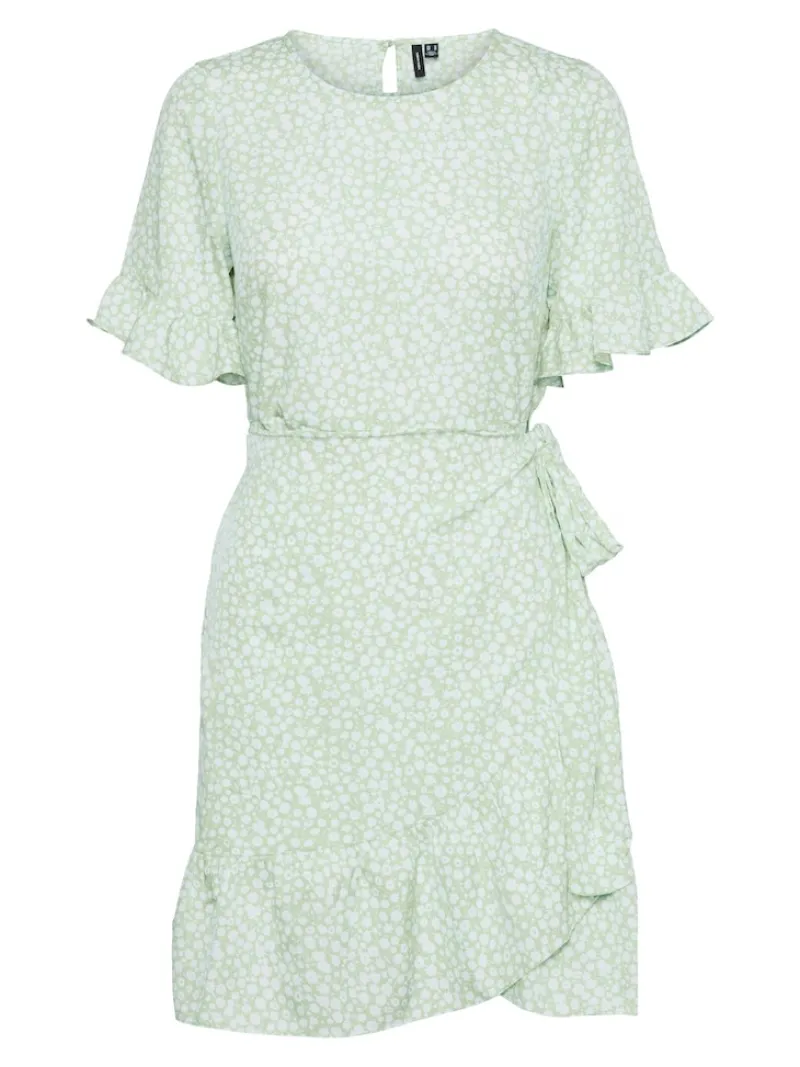 Vero Moda Kleider*VMHENNA 2/4 O-NECK SHORT DRESS NOOS Pastel Green