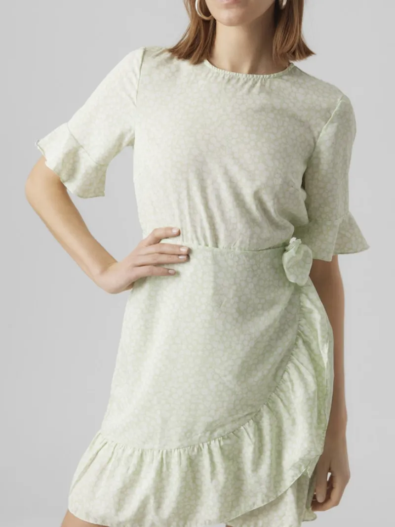 Vero Moda Kleider*VMHENNA 2/4 O-NECK SHORT DRESS NOOS Pastel Green