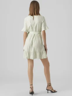 Vero Moda Kleider*VMHENNA 2/4 O-NECK SHORT DRESS NOOS Pastel Green