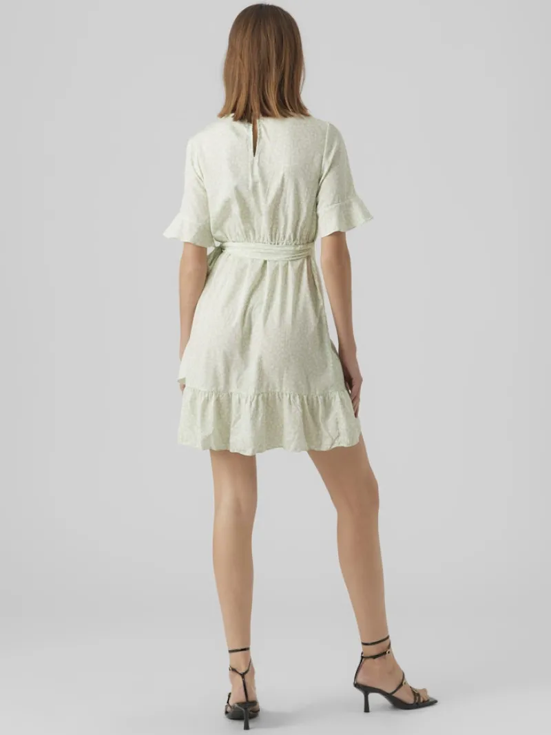 Vero Moda Kleider*VMHENNA 2/4 O-NECK SHORT DRESS NOOS Pastel Green