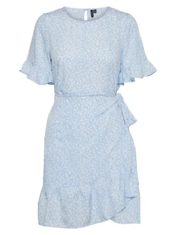 Vero Moda Kleider*VMHENNA 2/4 O-NECK SHORT DRESS NOOS blue bell