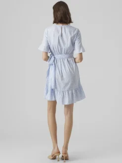 Vero Moda Kleider*VMHENNA 2/4 O-NECK SHORT DRESS NOOS blue bell