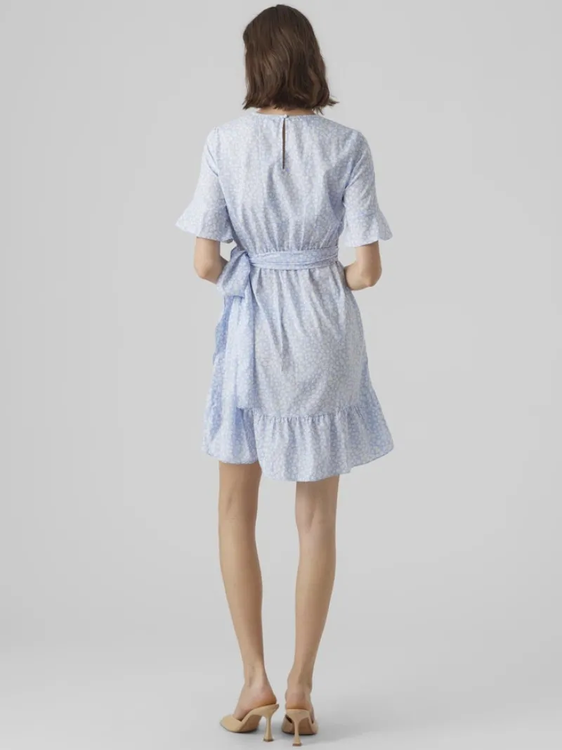 Vero Moda Kleider*VMHENNA 2/4 O-NECK SHORT DRESS NOOS blue bell