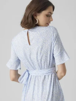 Vero Moda Kleider*VMHENNA 2/4 O-NECK SHORT DRESS NOOS blue bell