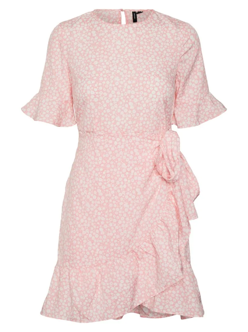 Vero Moda Kleider*VMHENNA 2/4 O-NECK SHORT DRESS NOOS geranium pink