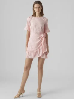 Vero Moda Kleider*VMHENNA 2/4 O-NECK SHORT DRESS NOOS geranium pink