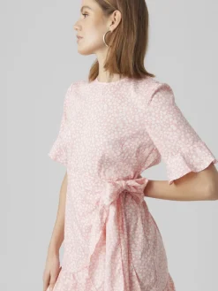 Vero Moda Kleider*VMHENNA 2/4 O-NECK SHORT DRESS NOOS geranium pink