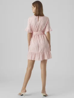 Vero Moda Kleider*VMHENNA 2/4 O-NECK SHORT DRESS NOOS geranium pink
