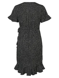 Vero Moda Kleider*VMHENNA 2/4 WRAP FRILL DRESS NOOS Black