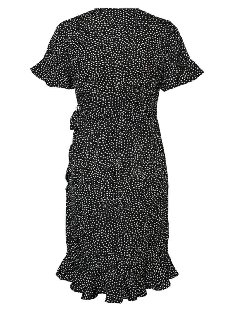 Vero Moda Kleider*VMHENNA 2/4 WRAP FRILL DRESS NOOS Black