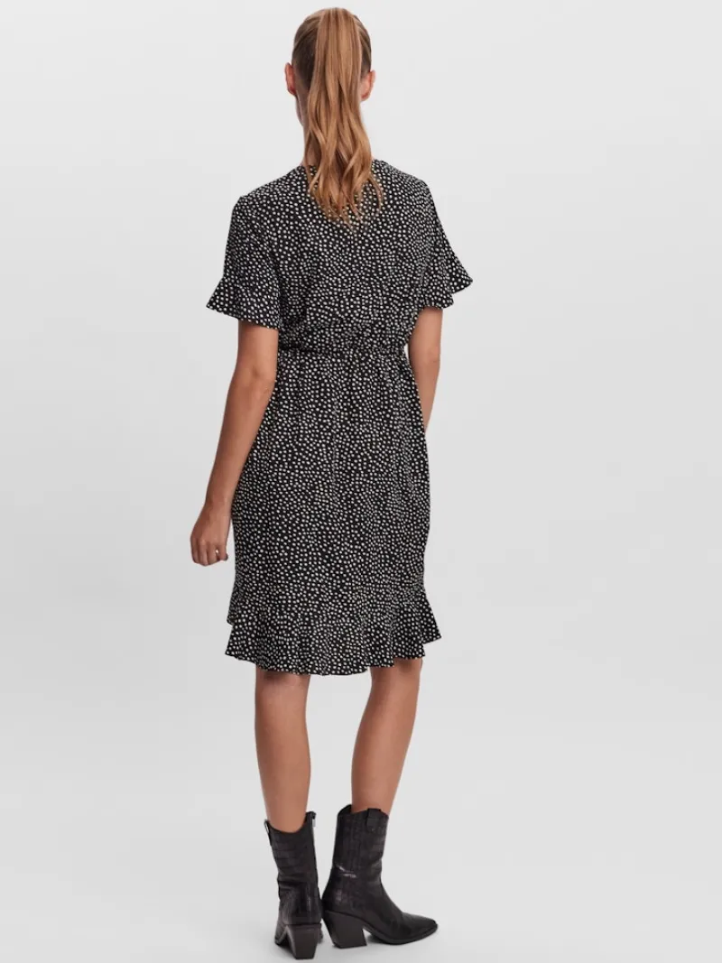 Vero Moda Kleider*VMHENNA 2/4 WRAP FRILL DRESS NOOS Black