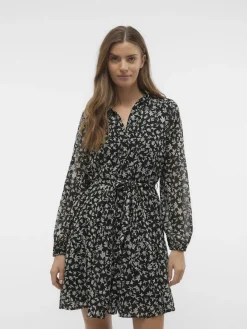 Vero Moda Kleider*VMHOLLY LS VOLUME SHORT DRESS WVN GA Black