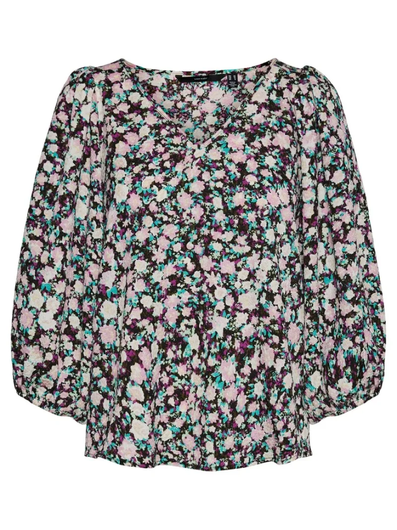 Vero Moda Blusen*VMINGA 2/4 V-NECK TOP WVN Black