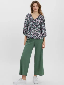 Vero Moda Blusen*VMINGA 2/4 V-NECK TOP WVN Black