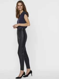 Vero Moda Hosen*VMJANNI HW PU LEGGING NOOS Black