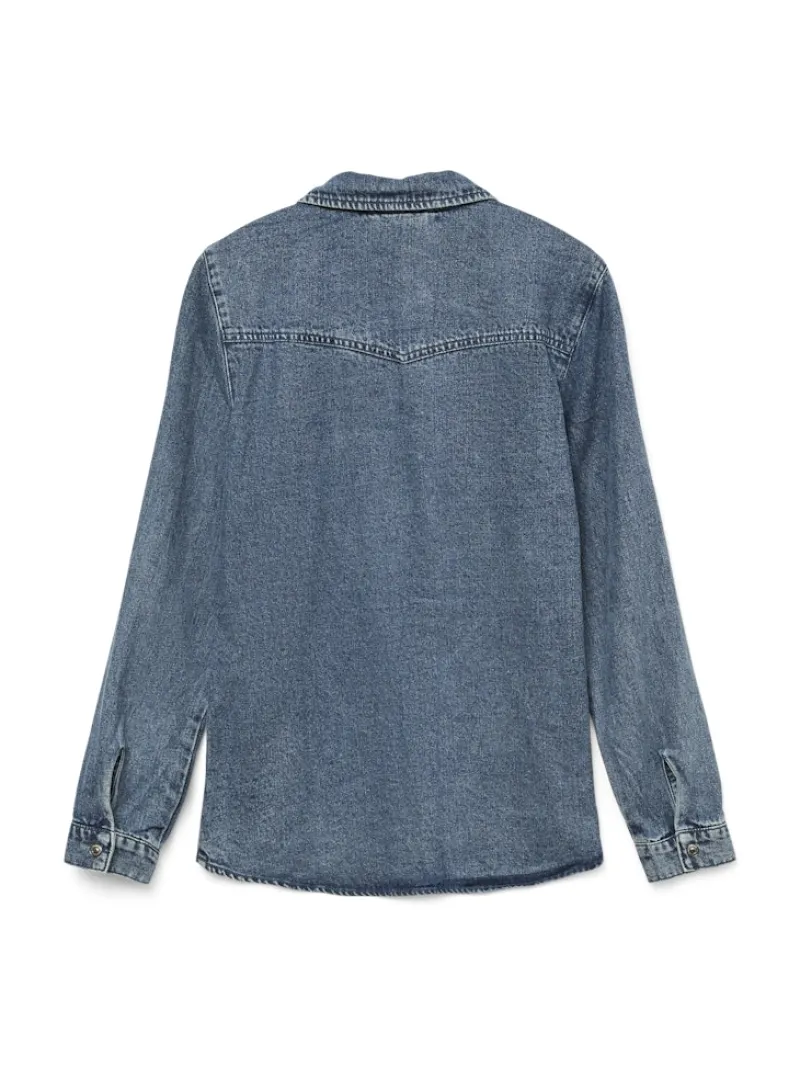 Vero Moda Blusen*VMJENNIE LS DENIM SHIRT MIX GA NOOS Medium Blue Denim