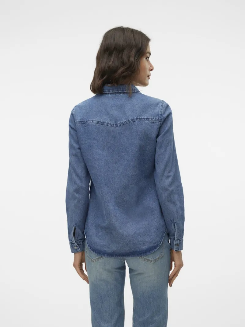 Vero Moda Blusen*VMJENNIE LS DENIM SHIRT MIX GA NOOS Medium Blue Denim