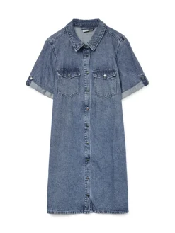 Vero Moda Kleider*VMJENNIE SS SHORT DENIM DRESS GA NOOS Medium Blue Denim