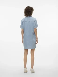 Vero Moda Kleider*VMJENNIE SS SHORT DENIM DRESS GA NOOS Light Blue Denim
