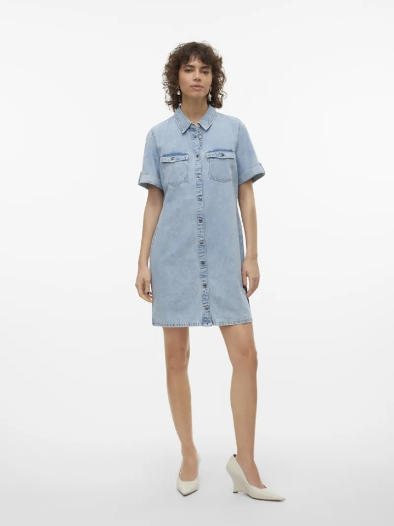 Vero Moda Kleider*VMJENNIE SS SHORT DENIM DRESS GA NOOS Light Blue Denim