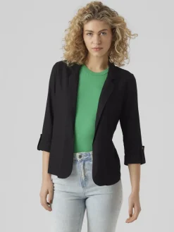 Vero Moda Jacken*VMJESMILO 3/4 LOOSE BLAZER WVN NOOS Black