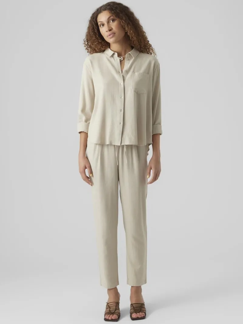 Vero Moda Hosen*VMJESMILO MW ANKLE PANTS WVN NOOS silver lining1