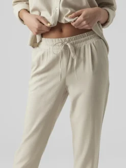 Vero Moda Hosen*VMJESMILO MW ANKLE PANTS WVN NOOS silver lining1