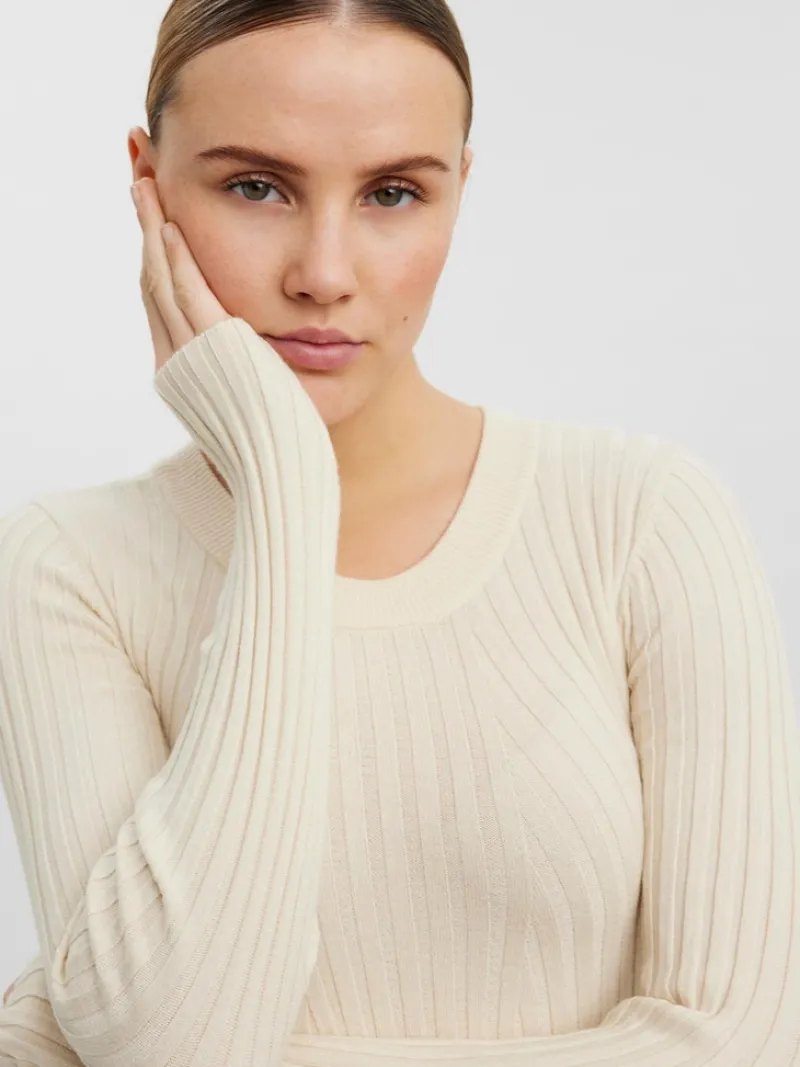 Vero Moda Pullover & Sweatshirts*VMKIKI LS O-NECK RIB BLOUSE GA NOOS birch