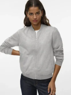 Vero Moda Pullover & Sweatshirts*VMKIMIKO LS SHORT JERSEY BOMBER NOOS Light Grey Melange