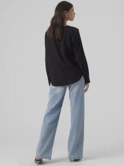Vero Moda Blusen*VMLENA LS PLEAT TOP WVN NOOS Black