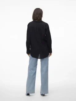 Vero Moda Blusen*VMLINN LS SHIRT WVN NOOS Black