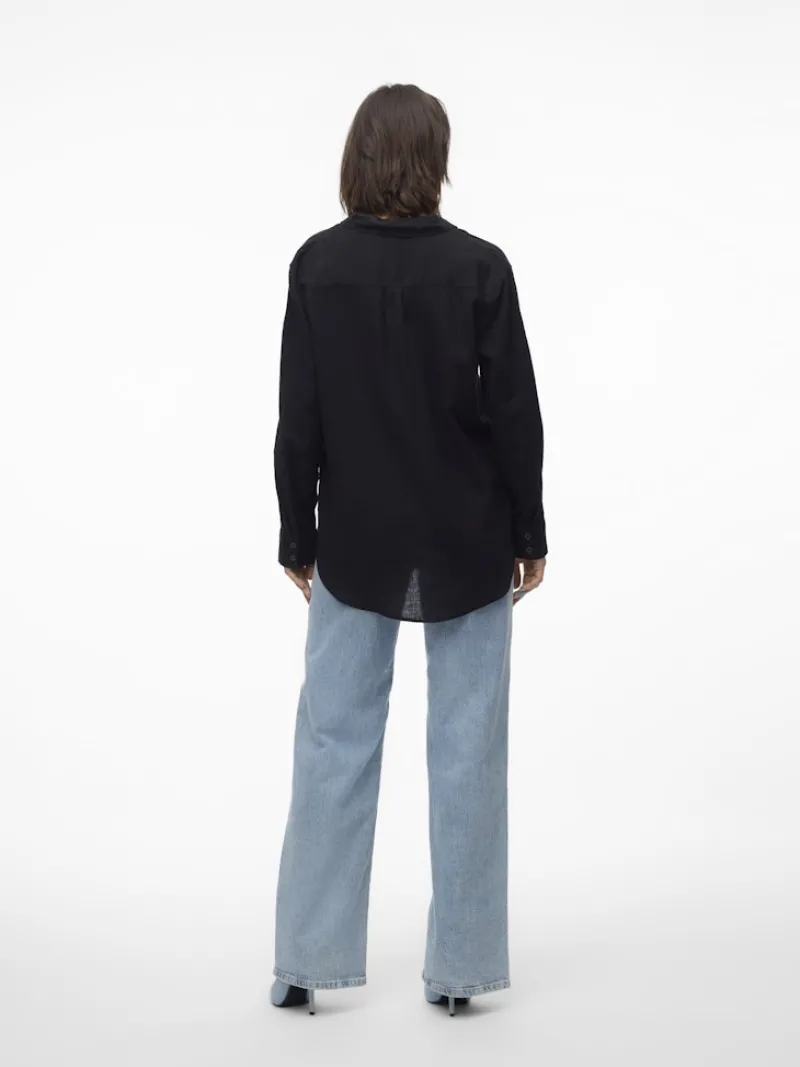 Vero Moda Blusen*VMLINN LS SHIRT WVN NOOS Black