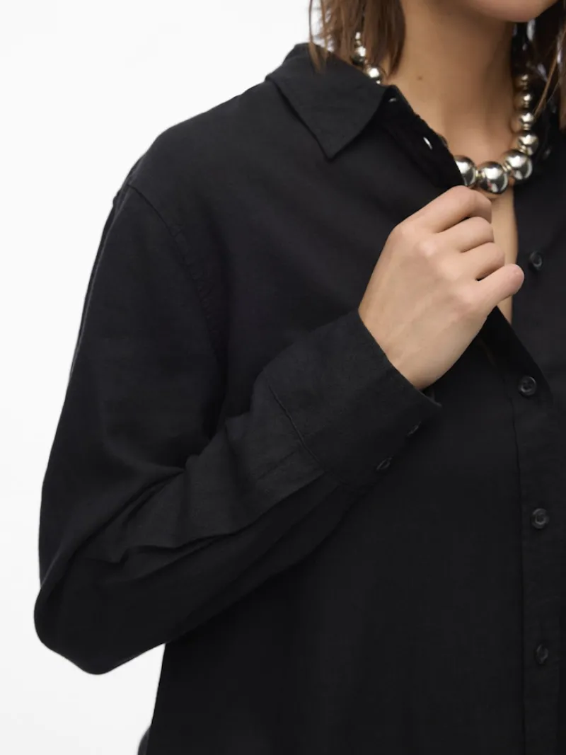 Vero Moda Blusen*VMLINN LS SHIRT WVN NOOS Black