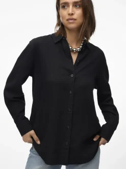 Vero Moda Blusen*VMLINN LS SHIRT WVN NOOS Black