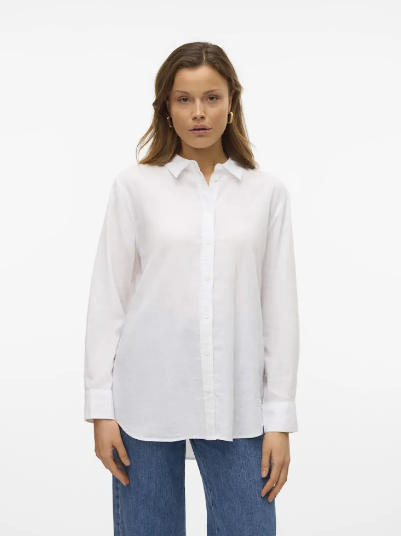 Vero Moda Blusen*VMLINN LS SHIRT WVN NOOS Snow White